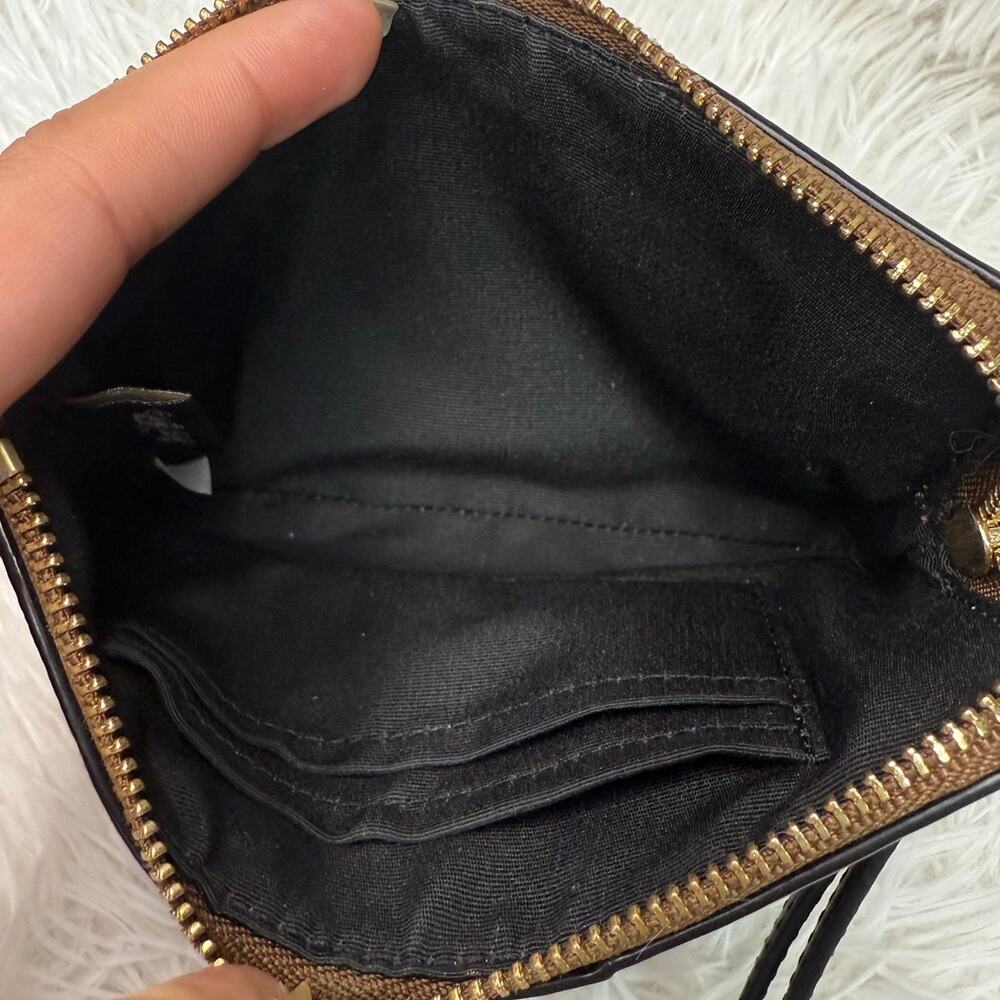 COACH Black and Brown Signature Coated Canvas Wristlet - Picture 3 of 6